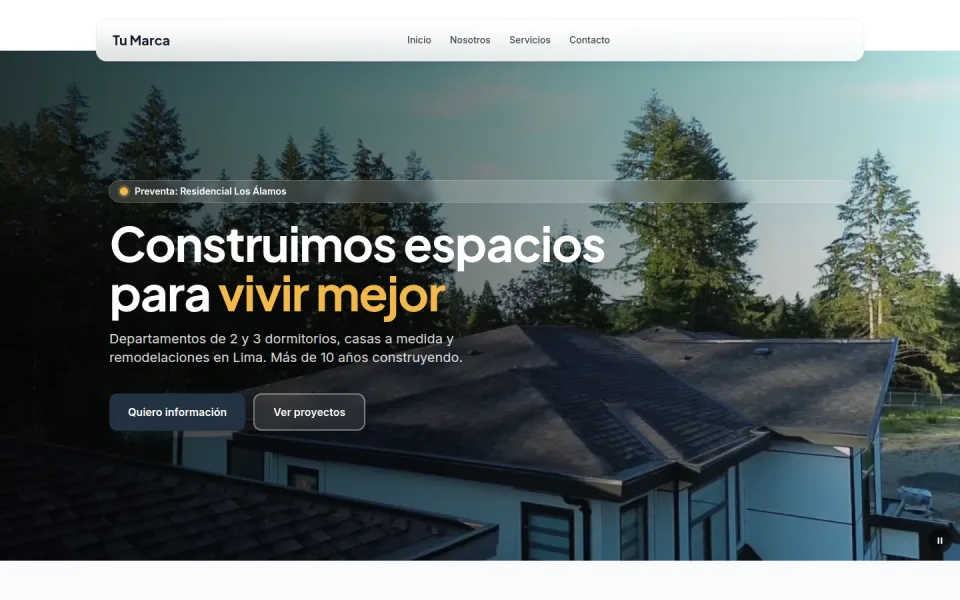 Vista de la plantilla Inmobiliaria & Construcción