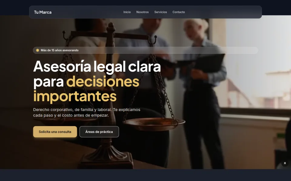 Vista de la plantilla Servicios Legales & Consultoría